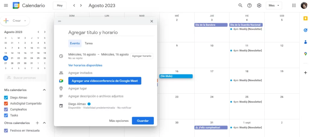 Qué es Google Meet: Agendar desde Google Calendar.
