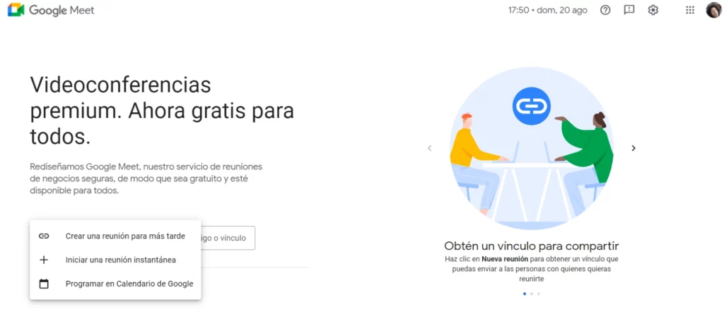 Qué es Google Meet: programar desde Meet.