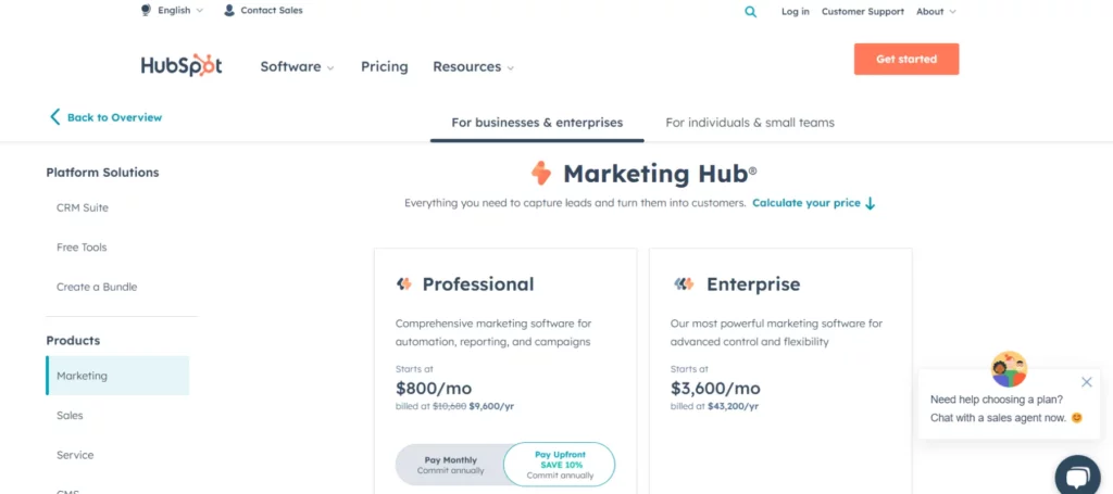 HubSpot Meetings Vs Calendly: HubSpot Meetings pricing.