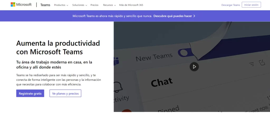 Alternativas a Google Meet: Microsoft Teams.