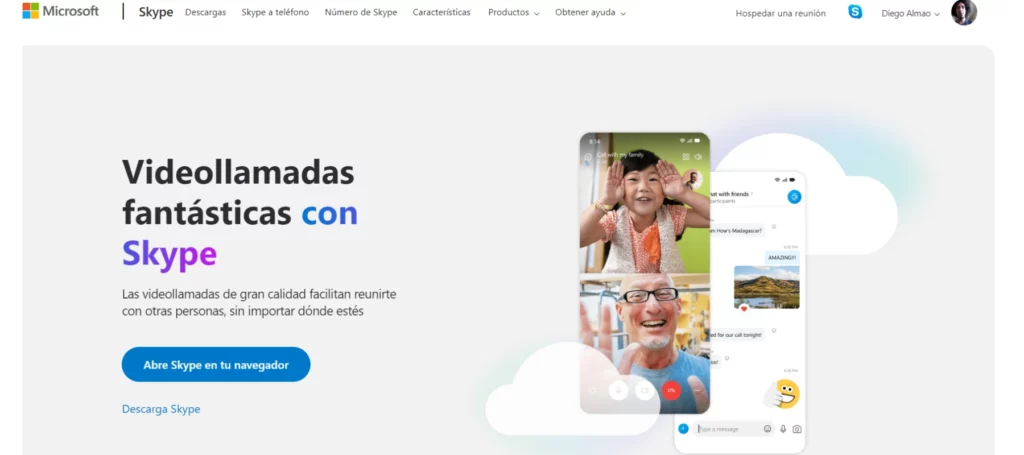 Alternativas a Google Meet: Skype.