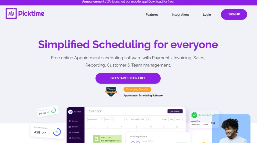 Scheduling software for coaches: Picktime.