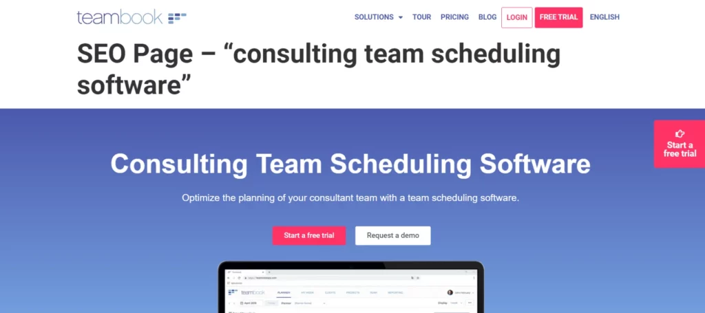 Scheduling software for consultants: Teambook.