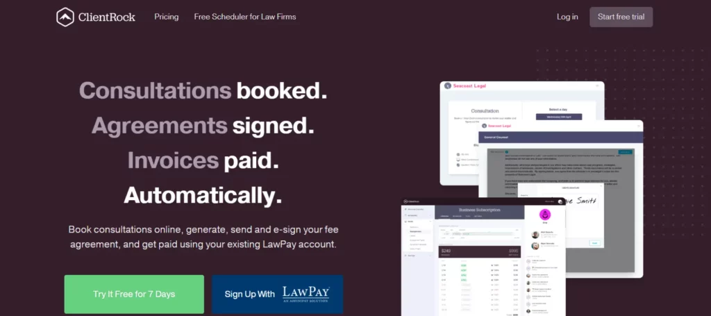 Scheduling software for lawyers and law firms: ClientRock